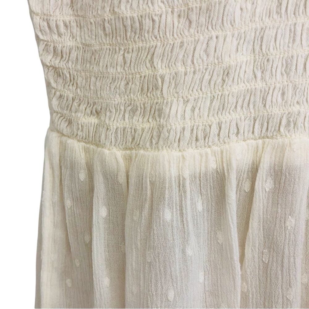 American Eagle Ivory Smocked Top Bell Sleeves Boho inspired Gauzy Dotted Swiss - Picture 6 of 16